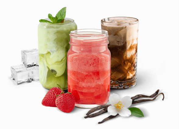 Selection of iced drinks.