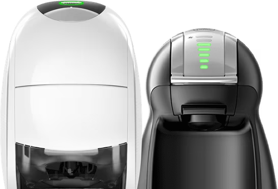 Close-up of two Dolce Gusto coffee machines.