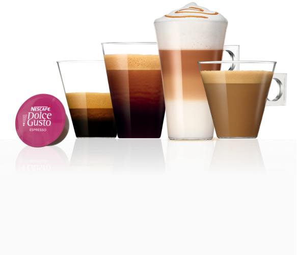 Selection of Dolce Gusto coffee drinks.